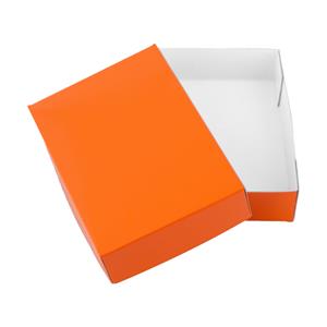 Papírová krabička s víkem typ 4 lepená 153x215 matná - oranžová