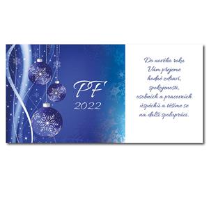 PF 2022 - karta s textem - modré ozdoby