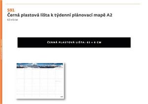 Plastová lišta k týdenní plánovací mapě A2 - Černá