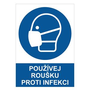 Používej roušku proti infekci - bezpečnostní tabulka, 0,5 mm plast A5