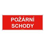 Požární schody - bezpečnostní tabulka s dírkami, plast 2 mm 210x80 mm