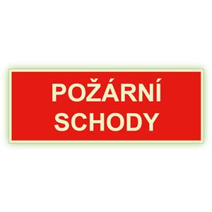 Požární schody - fotoluminiscenční tabulka, plast 2 mm 210x80 mm