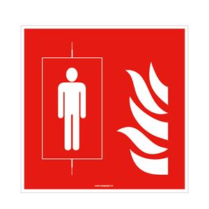 Požární výtah - bezpečnostní tabulka s dírkami, plast 2 mm 200x200 mm