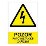 POZOR fotovoltaické zařízení - bezpečnostní tabulka, plast 0,5 mm (A5) 148 x 210 mm