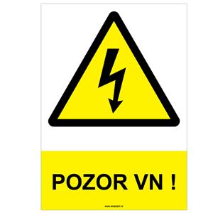 POZOR VN ! - bezpečnostní tabulka, plast A4, 2 mm