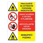 Pracoviště se zvýšeným požárním nebezpečím - zákaz kouření a vstupu s plamenem -nepovolaným vstup zakázán - nebezpečí
