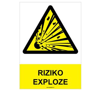 RIZIKO EXPLOZE - bezpečnostní tabulka, plast A4, 0,5 mm