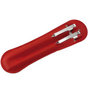 Sada hliníkové kuličkové pero a mikrotužka v imitaci kůže Taur 20 - červená