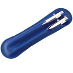 Sada hliníkové kuličkové pero a mikrotužka v imitaci kůže Taur 30 - modrá