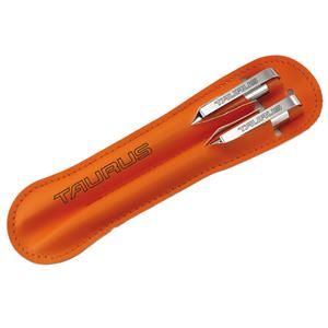 Sada hliníkové kuličkové pero a mikrotužka v imitaci kůže Taur - oranžová
