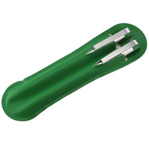 Sada hliníkové kuličkové pero a mikrotužka v imitaci kůže Taur - zelená
