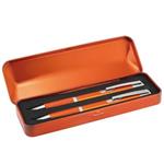 Sada hliníkové kuličkové pero a mikrotužka v kovovém boxu v Adat 60 - oranžová