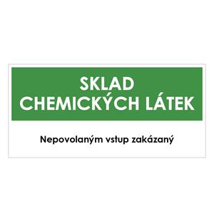 SKLAD CHEMICKÝCH LÁTEK, zelená, samolepka, 190x90 mm