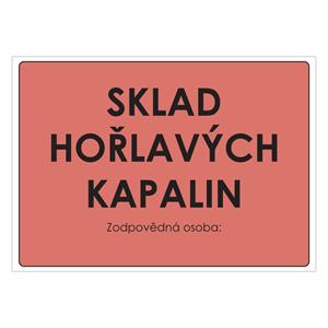 Sklad hořlavých kapalin, samolepka a4