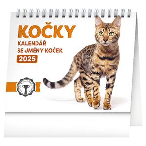 Stolní kalendář 2025 Kočky – se jmény koček