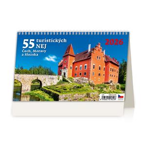 Stolní kalendář 2026 - 55 turistických nej Čech, Moravy a Slezska