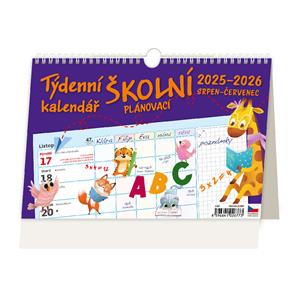Stolní kalendář 2026 - Týdenní ŠKOLNÍ plánovací kalendář s háčkem