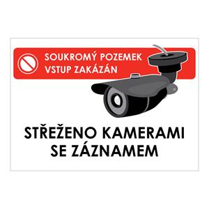 STŘEŽENO KAMERAMI SE ZÁZNAMEM - SOUKROMÝ POZEMEK, plast 1 mm, A5