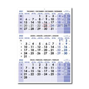 Tříměsíční kalendář Trio český 2022 - modrý