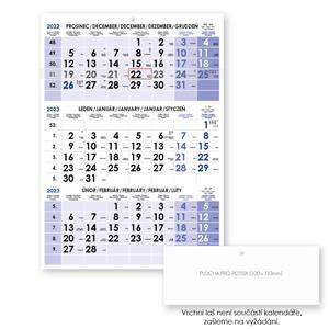 Tříměsíční kalendář Trio český 2023 - modrý