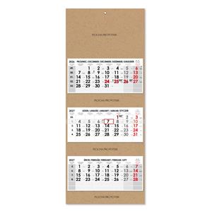 Tříměsíční kalendář Trio Kraft skládaný český 2027 - šedý