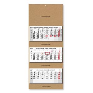 Tříměsíční kalendář Trio Kraft skládaný polský 2027 - šedý