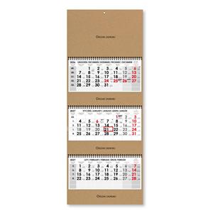 Tříměsíční kalendář Trio Kraft skládaný polský se spirálou 2027 - šedý