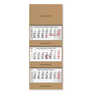 Tříměsíční kalendář Trio Kraft skládaný slovenský 2027 - šedý