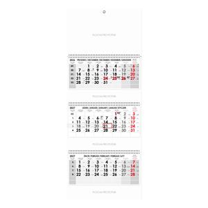 Tříměsíční kalendář Trio skládaný český se spirálou 2027 - šedý