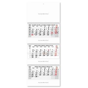 Tříměsíční kalendář Trio skládaný slovenský se spirálou 2023 - šedý