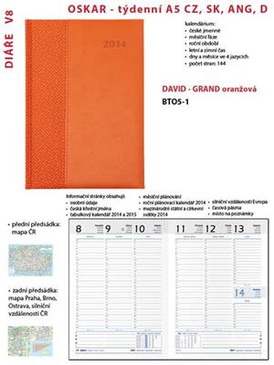 Týdenní diář 2016 Oskar grand A5 - modrá