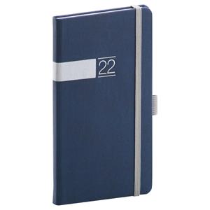 Týdenní diář 2022 kapesní Twill - modrá/stříbrná