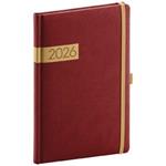 Týdenní diář 2026 A5 Twill - bordó-zlatá