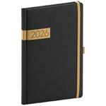 Týdenní diář 2026 A5 Twill - černo-zlatá