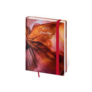 Týdenní diář B6 2022 Vario s gumičkou - Matragi Red