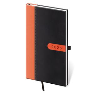 Týdenní kapesní diář 2026 Bora - černo/oranžová