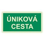 Úniková cesta - fotoluminiscenční tabulka, samolepka 400x200 mm
