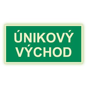 Únikový východ - fotoluminiscenční tabulka, plast 2 mm 300x150 mm