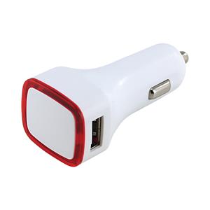 USB nabíječka do zásuvky zapalovače v autě REDNER - bílá/červená