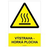 VÝSTRAHA - HORKÁ PLOCHA - bezpečnostní tabulka, samolepka A4