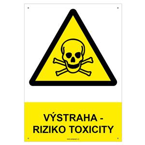 VÝSTRAHA - RIZIKO TOXICITY - bezpečnostní tabulka s dírkami, plast A4, 2 mm