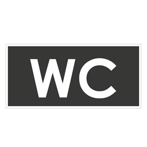WC - OZNAČENÍ TOALETY, šedá, plast 2 mm 190x90 mm