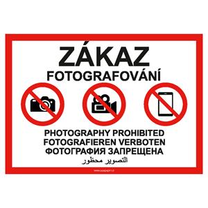 Zákaz fotografování - bezpečnostní tabulka, plast A4, 0,5 mm