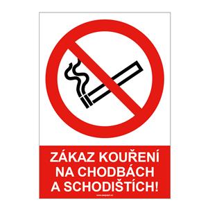 Zákaz kouření na chodbách a schodištích, samolepka a4