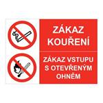 Zákaz kouření - zákaz vstupu s otevřeným ohněm, kombinace, samolepka a5