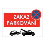 Zákaz parkování - auta - bezpečnostní tabulka, plast 2 mm, A4