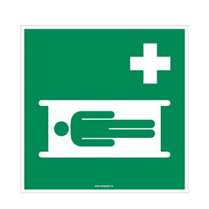 Zdravotnická nosítka - bezpečnostní tabulka, samolepka 150x150 mm