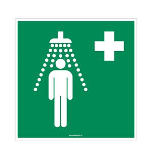 Zdravotnická sprcha - bezpečnostní tabulka, plast 1 mm 150x150 mm